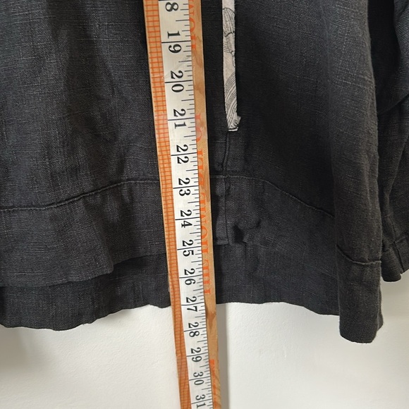 Camille and Co 100% Linen L Black Hooded Pullover Whimsigoth USA Made Natural - Picture 12 of 16